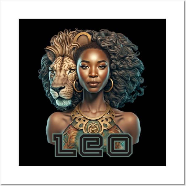 Black Leo Zodiac Sign Woman Wall Art by SassyElevate2